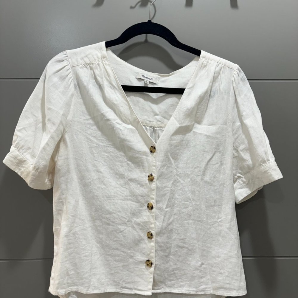 Madewell Short Sleeve Button Up; White; Size Small